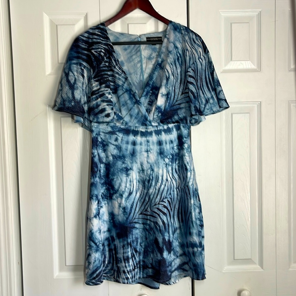 EXPRESS  unique zebra print blue dress